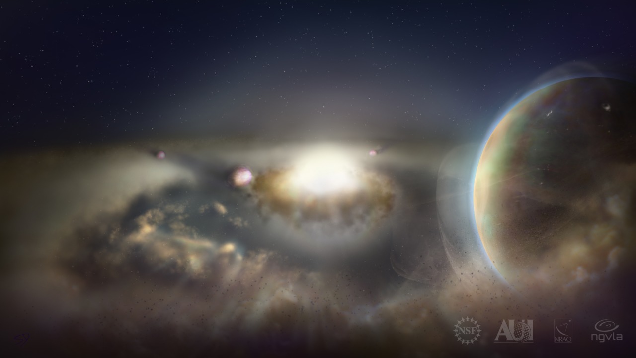 原始惑星系円盤で進む惑星形成の想像図1